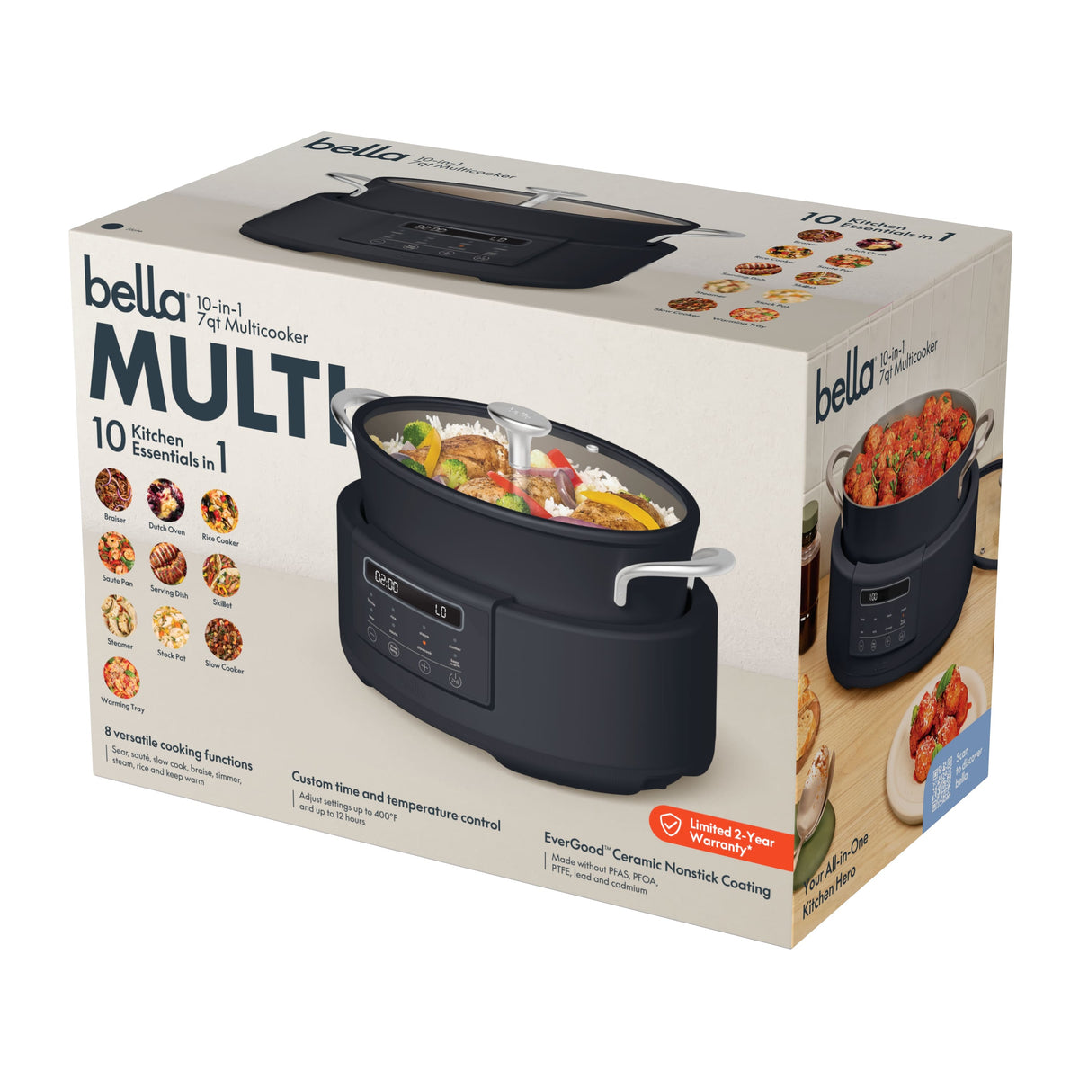 Bella - MULTI 10-in-1 7-qt. Multicooker - Slate