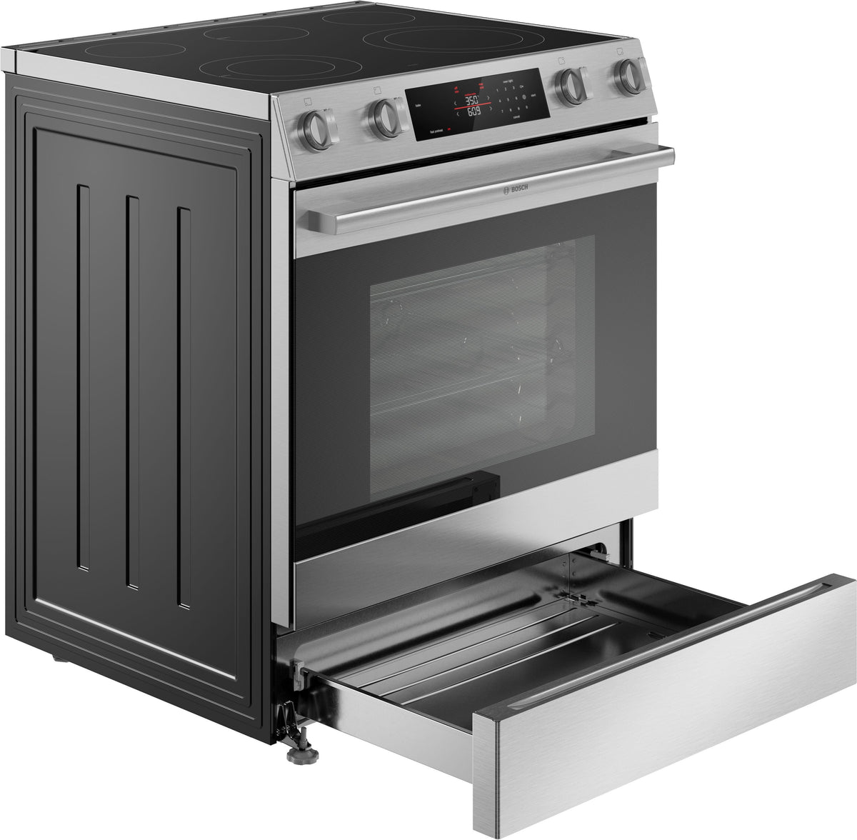Bosch - 300 Series 30 in. Wide 5.8 Cu. Ft. Slide-In Electric Convection Range with 5 Elements - Stainless Steel