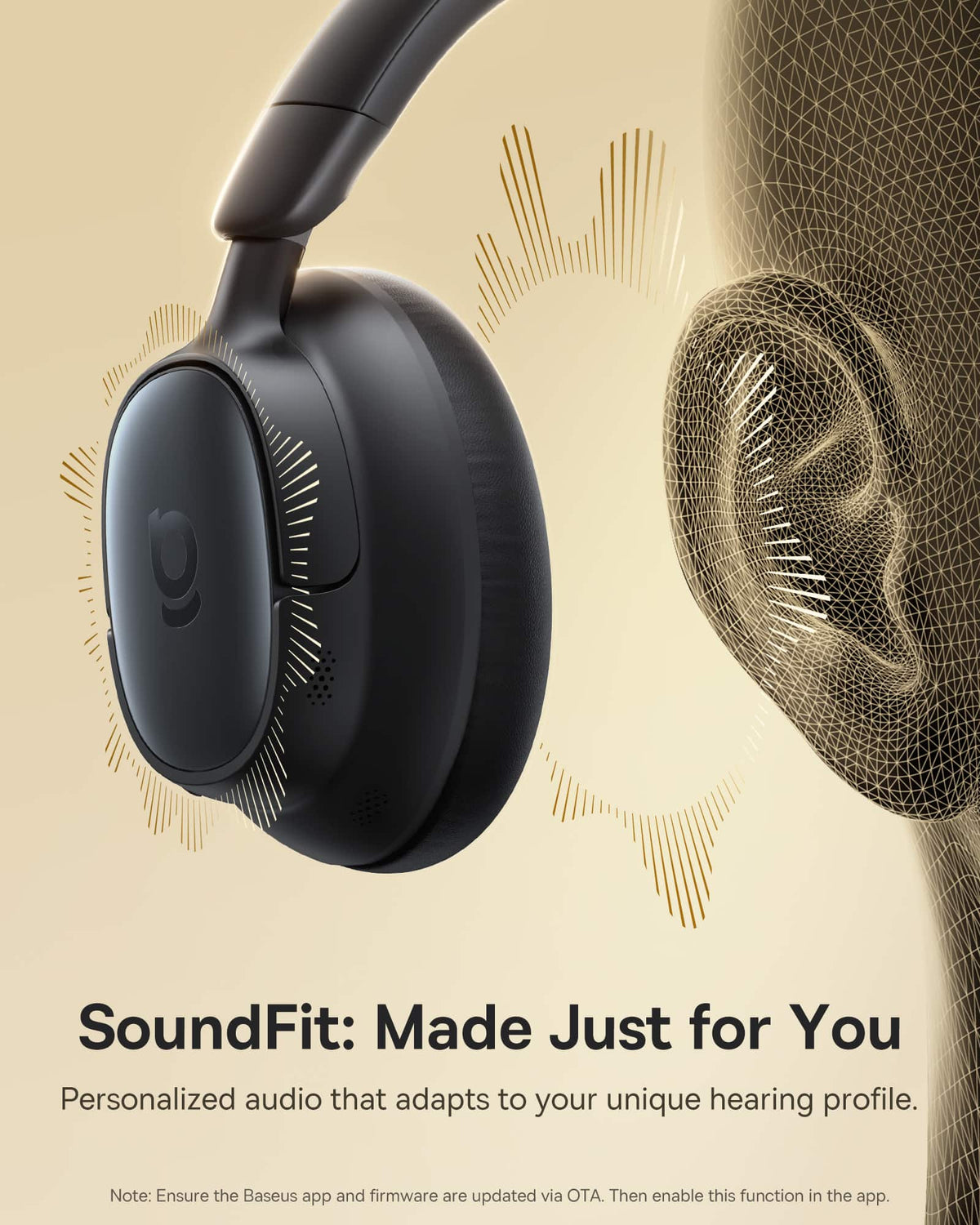 Baseus - Bowie MH1 Over-Ear Headphones - Adaptive Hybrid ANC,LDAC Hi-Res,80-Hour Playtime,Bluetooth 6.0 - Black