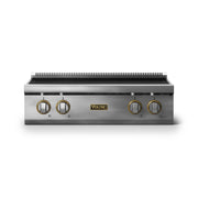 Viking - 30 in. Wide 4 Element Electric Induction Rangetop - w/Brushed Brass - Stainless Steel