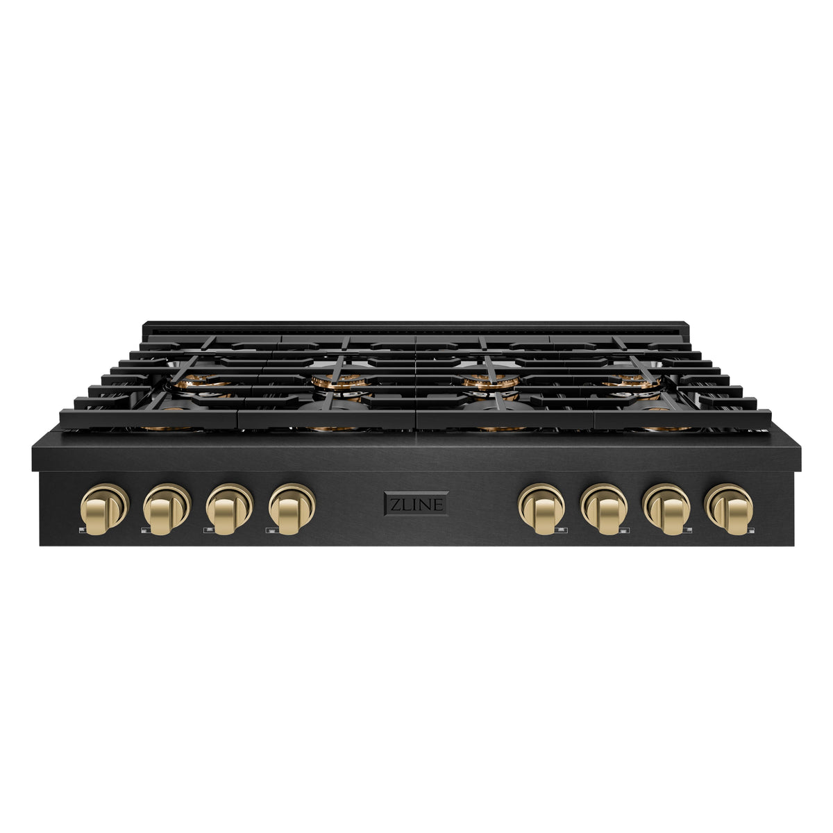 ZLINE - 48 in. Wide 8 Burner Autograph Paramount DuoPro Gas Rangetop in Black Satin Steel and Bronze Accents (PSRTBSZ-48-CB) - Black Satin Stainless Steel