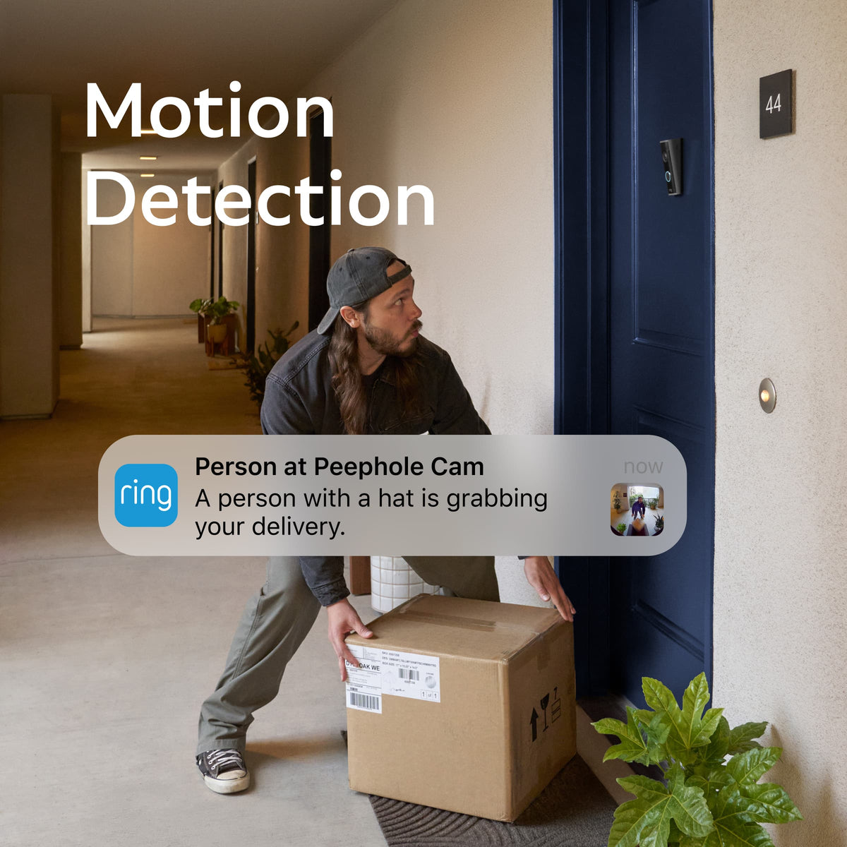 Ring - Peephole Smart Cam 2K, Battery-Powered, renter-friendly surface install, replaces existing peephole. 1400x1400 - Speckled Gray