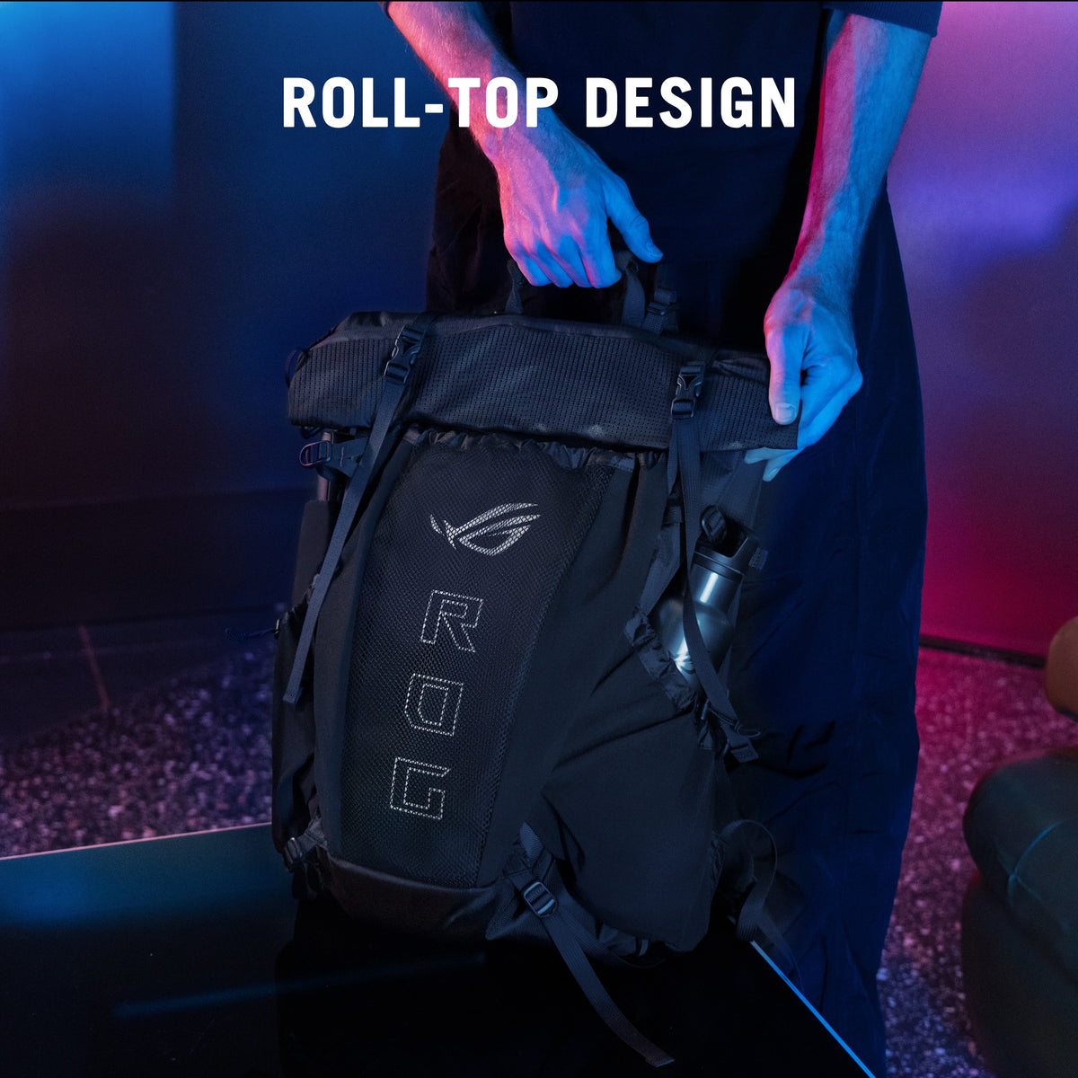 ASUS - ROG Archer ErgoAir 40L Lightweight Modular Gaming Backpack with 18" Laptop Compartment and Waterproof Rain Cover - Black