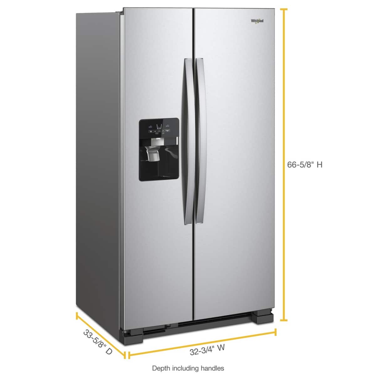 Whirlpool - 33 in. Wide 21 cu. ft. Side-by-Side Refrigerator with LED Interior Lighting - Stainless Steel
