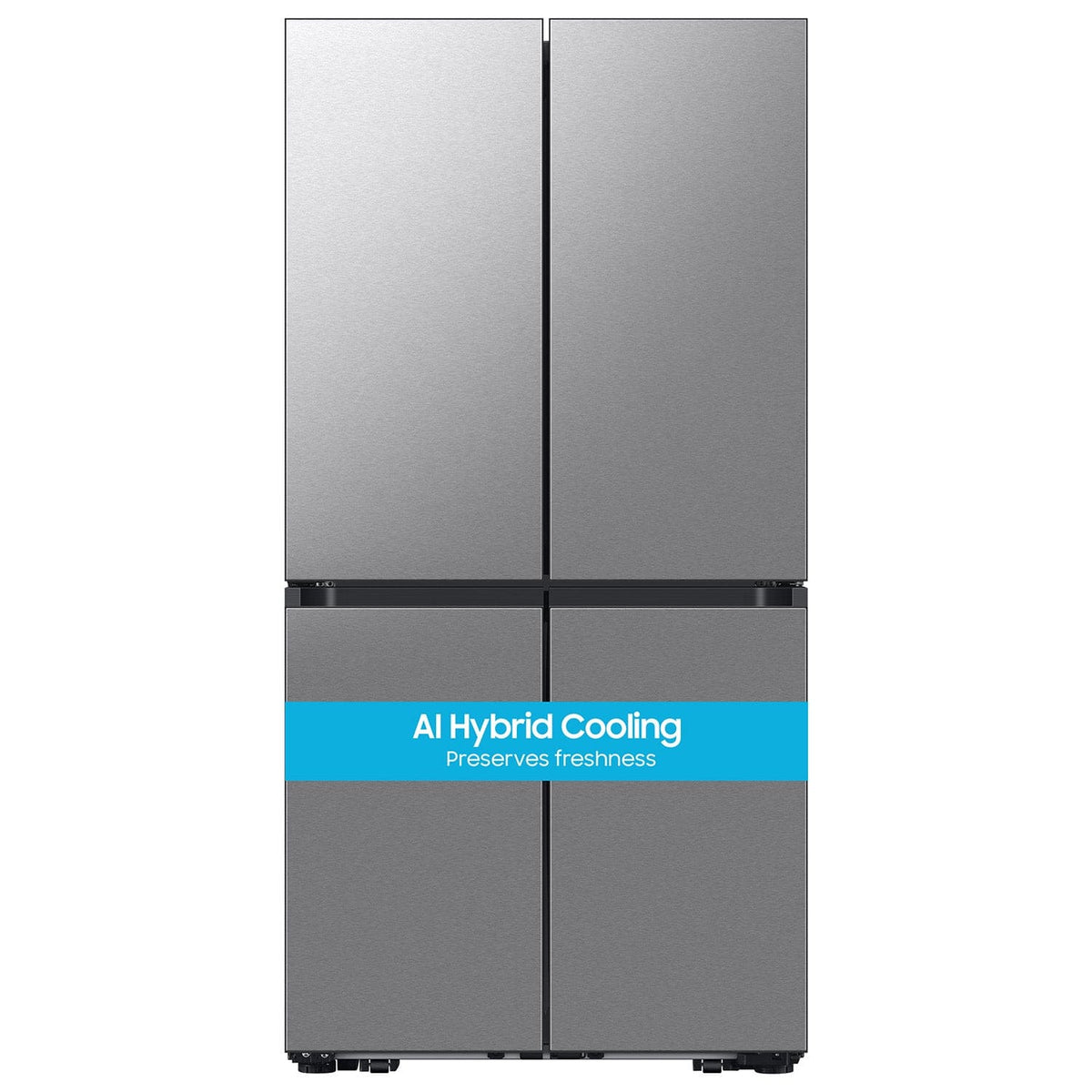 Samsung - 36 in. Wide Bespoke 23 cu. ft. Counter Depth 4-Door French Door Refrigerator with AI Hybrid Cooling - Stainless Steel