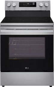 LG - 30-in Wide 6.3 Cu. Ft. Freestanding Electric Convection Smart Range with 4 Elements, Air Fry and WideView Window - Stainless Steel