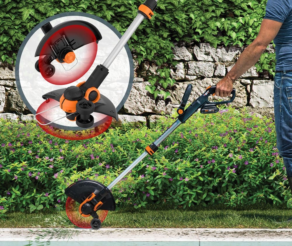 WORX - WG163.1 GT 3.0 20V 12-Inch Cutting Diameter Cordless Grass Trimmer (2 x 2.0 Ah Batteries & 1 x Charger) - Orange