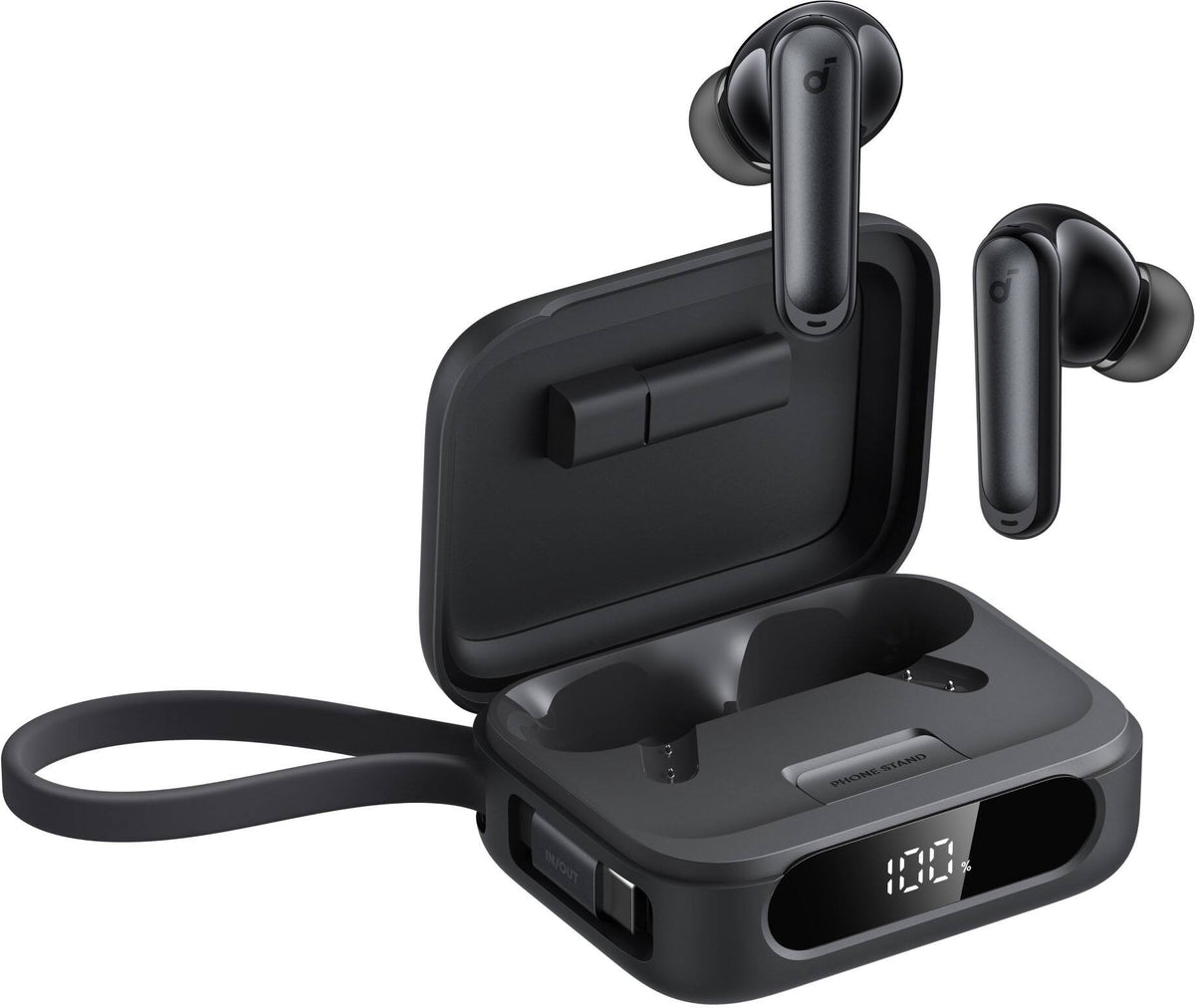 Soundcore - by Anker P41i Bluetooth Wireless In Ear Earbuds with Portable USB-C 3,000mAh Phone Charger (With Lightning Adapter) - Black
