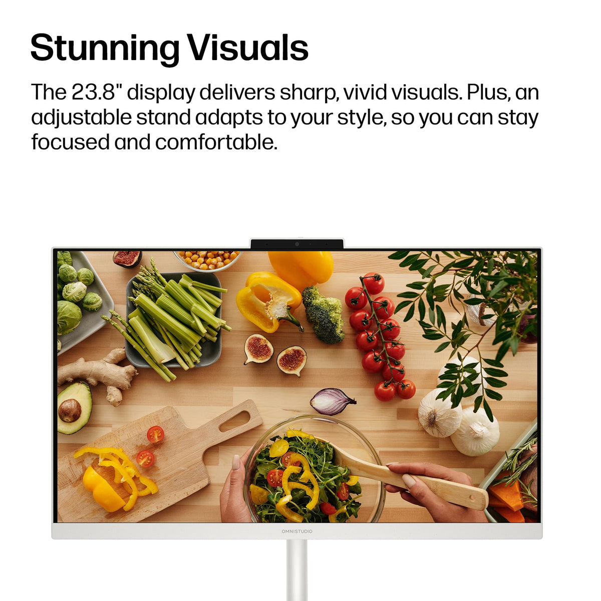HP - OmniStudio 23.8" Full HD All-in-One - Intel N150 Processor - 8GB Memory - 128GB UFS - Cashmere White