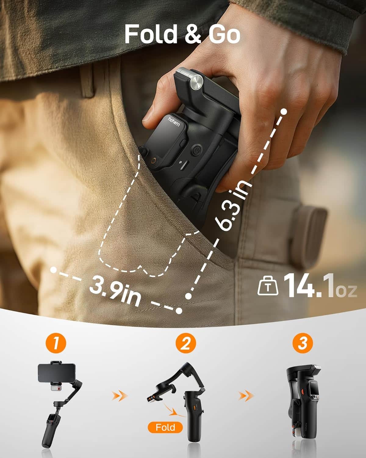 Hohem - iSteady V3 Ultra 3-Axis Gimbal Stabilizer for Smartphone w/ AI Tracking, Detachable Touch Remote, Tripod, & Light - Black