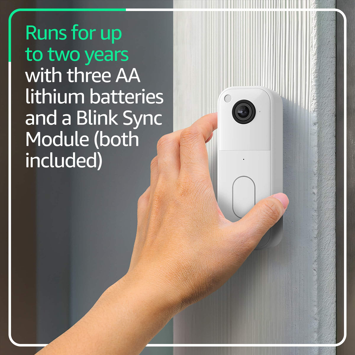 Blink - Video Doorbell - Head-to-toe HD view, two-year battery, simple setup, Sync Module Core included - White