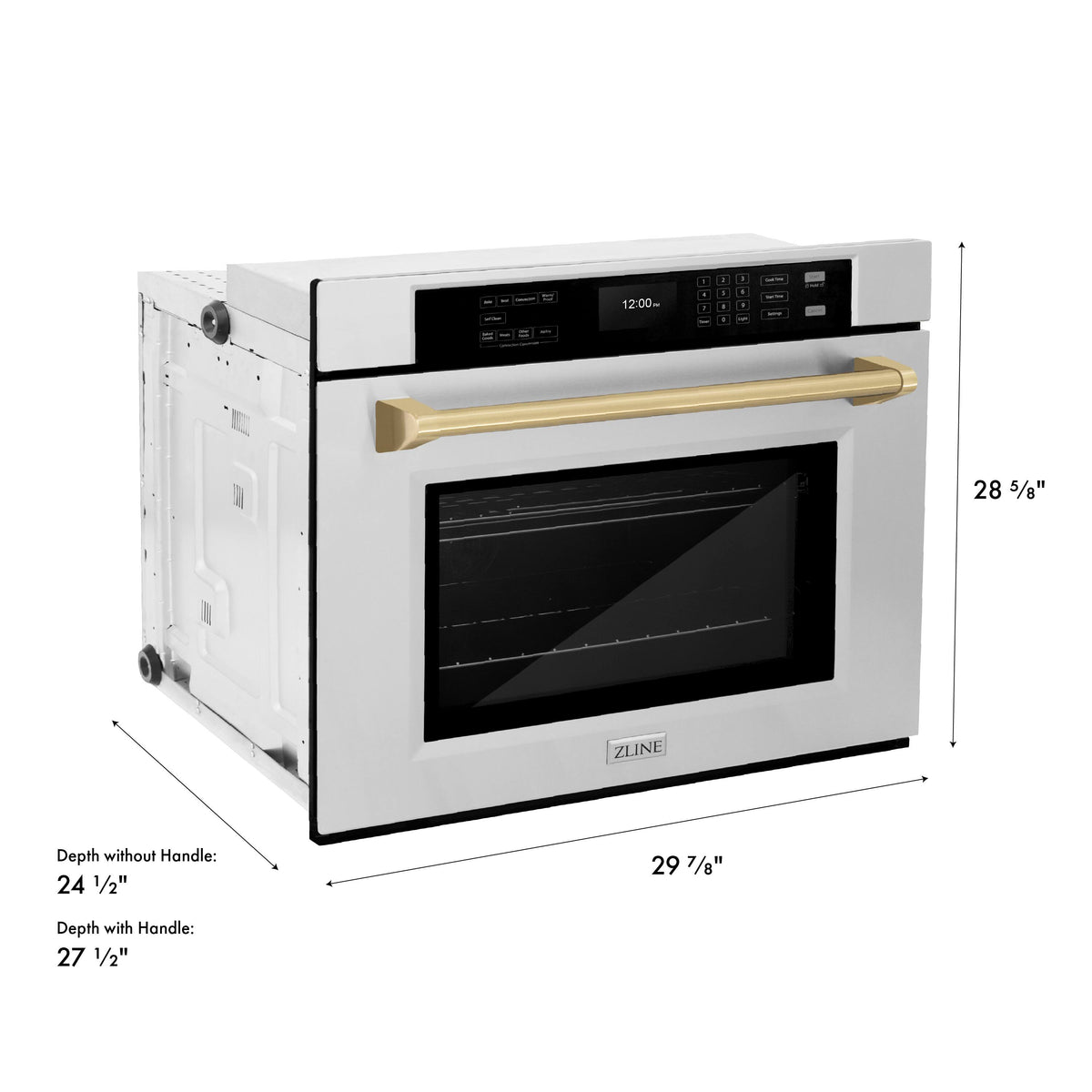 ZLINE - Autograph 30 in. 5 cu. ft. Built-In Single Wall Oven with Air Fry & Self Clean with Bronze Accents - Stainless Steel