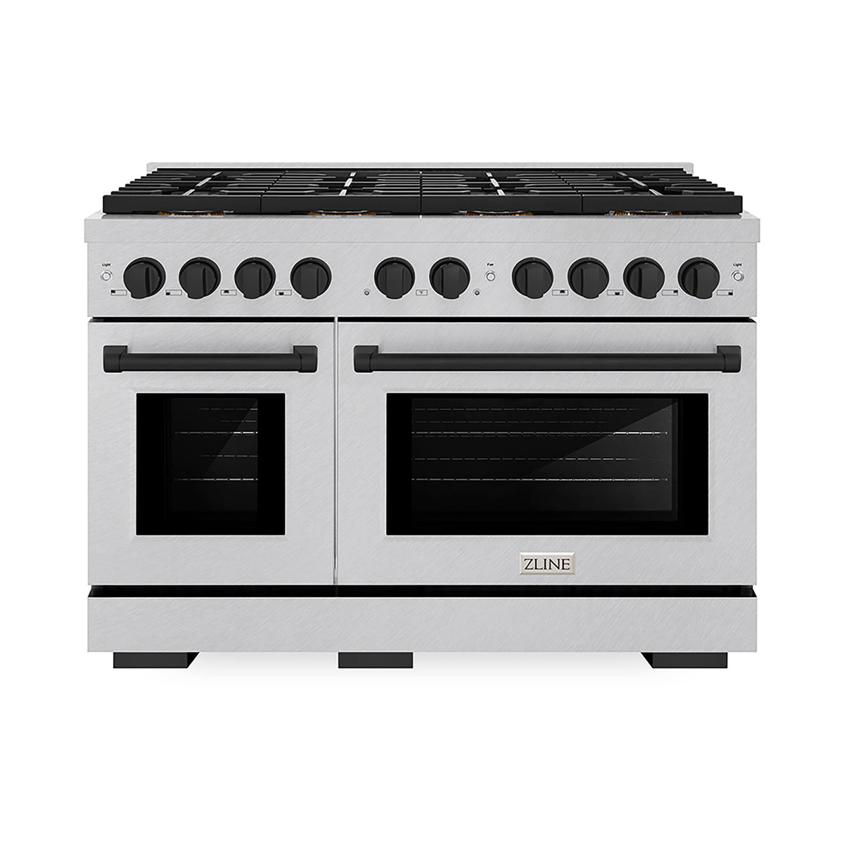 ZLINE - 48 in. Wide 8 Burner Autograph 6.7 cu. ft. Freestanding Paramount Dual Fuel DuoPro Range with Black Accents - Stainless Steel