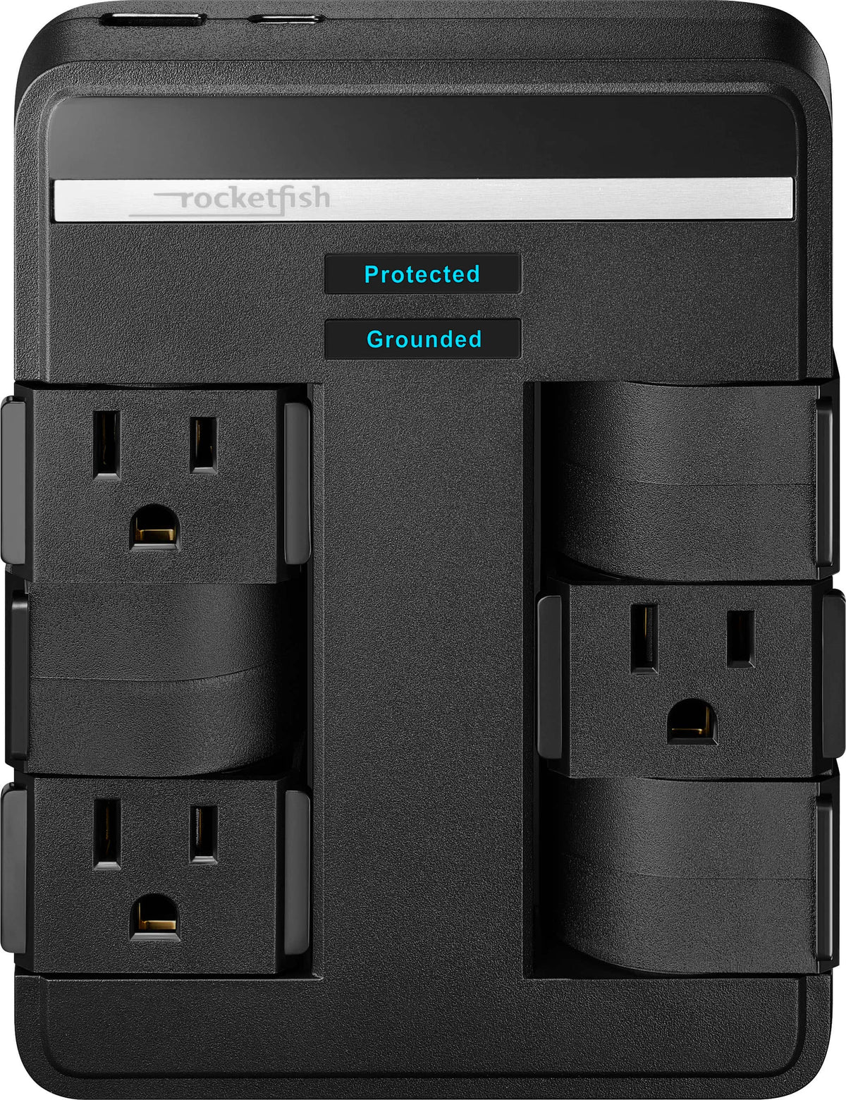 Rocketfish™ - 6-Outlet/1-USB/1-USB-C Swivel Wall Tap 2,100 Joules Surge Protector - Black