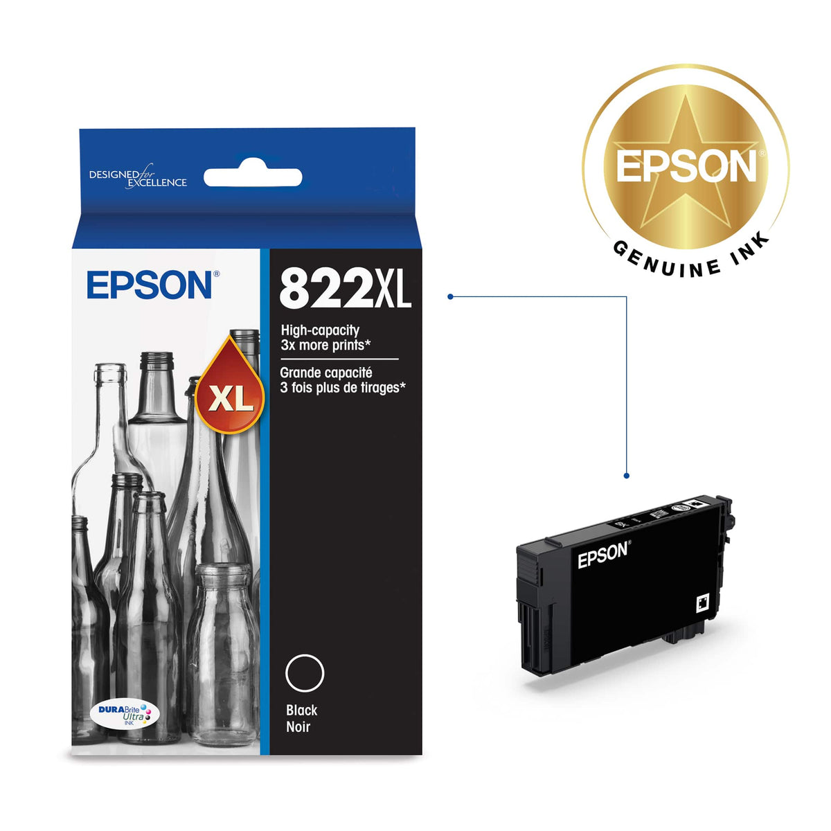 Epson - T822 XL High Yield Ink Cartridge - Black
