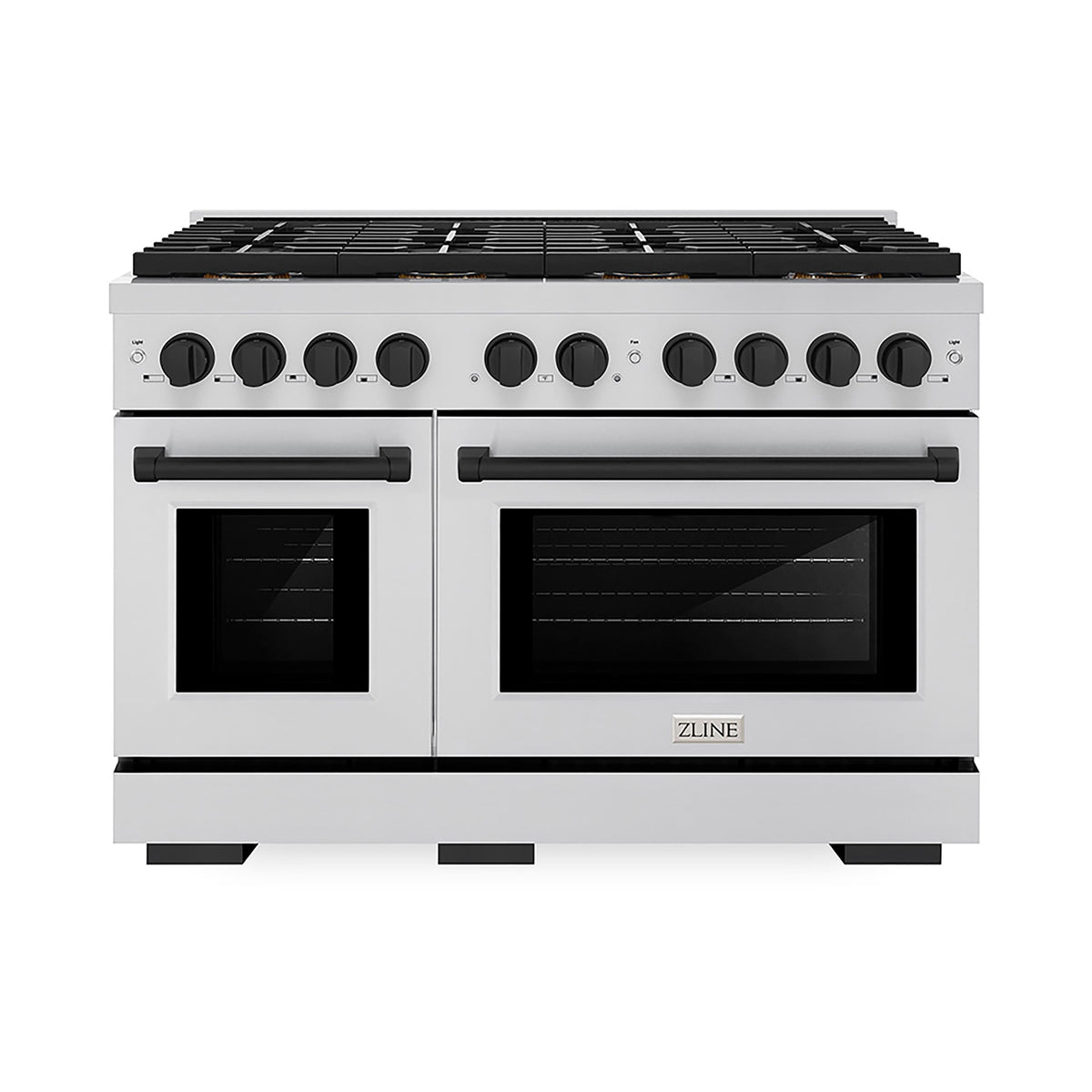 ZLINE - 48 in. Wide 8 Burner Autograph Paramount Dual Fuel Range with DuoPro Cooktop and Black Accents (PSDRZ-48-MB) - Stainless Steel