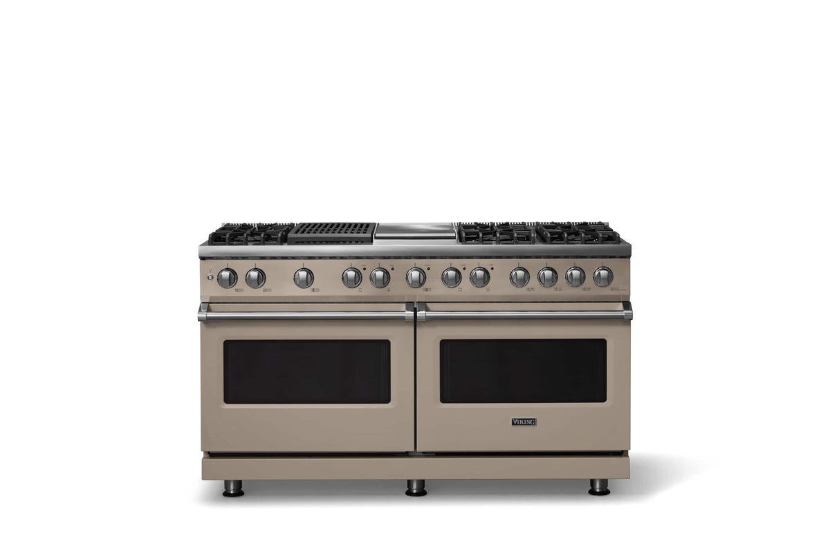 Viking - 60"W. 8 Burner Pro 5 Series 9.4 Cu. Ft. Freestanding Sealed 8 Burner Dual Fuel Convection Range/Griddle/Grill - Nantucket