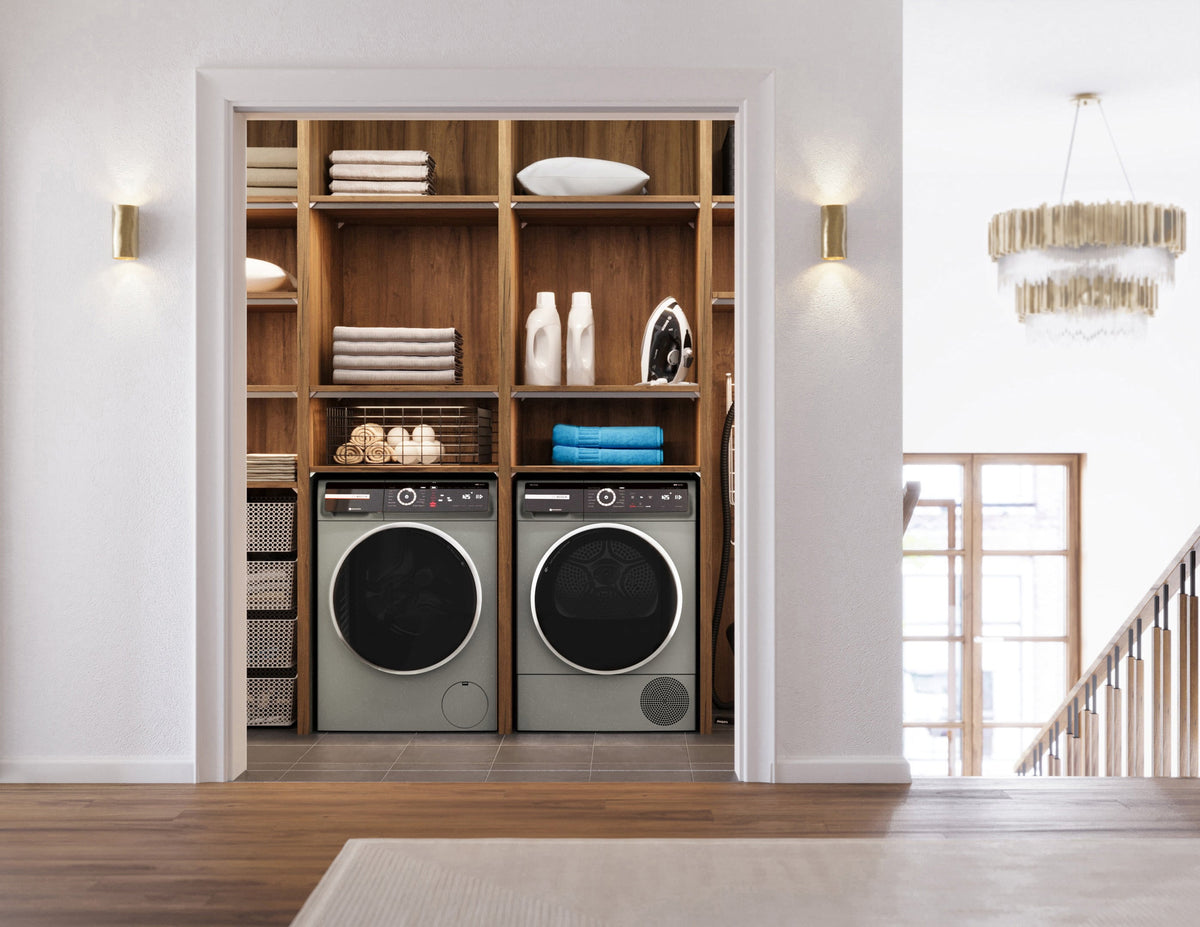 Bosch - 800 Series 2.4 Cu. Ft. High-Efficiency Stackable Smart Front Load Washer with Steam and 4D Wash System - Pearl steel