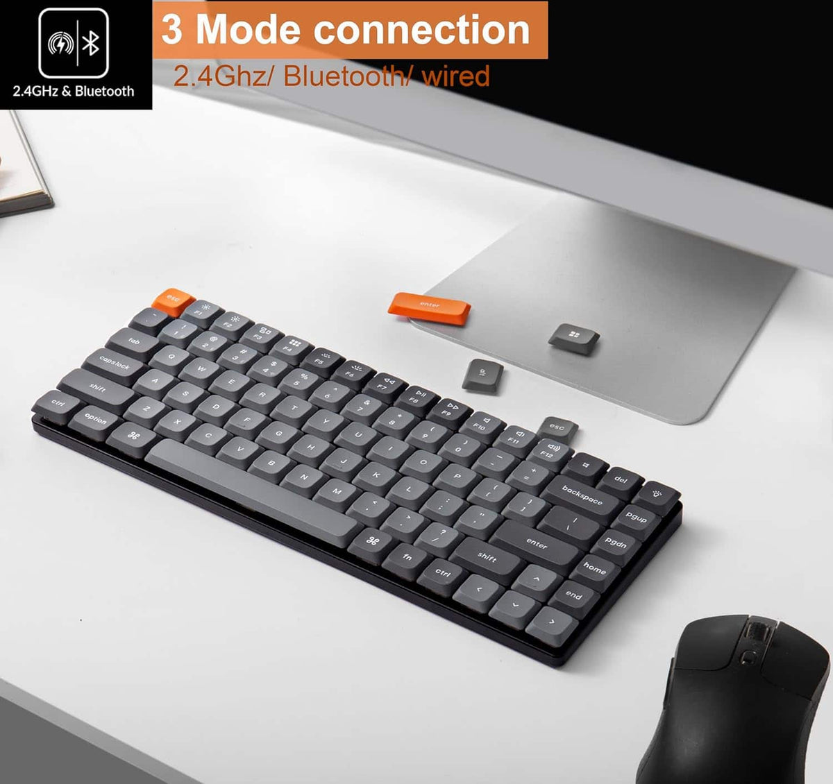 Keychron - K3 Max 75% Custom Wireless RGB Mechanical Keyboard with Programmable QMK/VIA Hot-Swappable Red Switch - Black