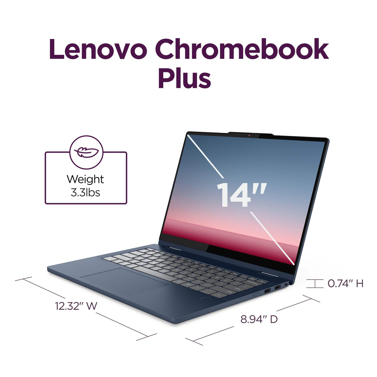 Lenovo - Chromebook Plus 2-in-1 14" Full HD Touchscreen Laptop - Intel Core 3 Processor N355 2025 - 8GB Memory - 128GB UFS - Cosmic Blue