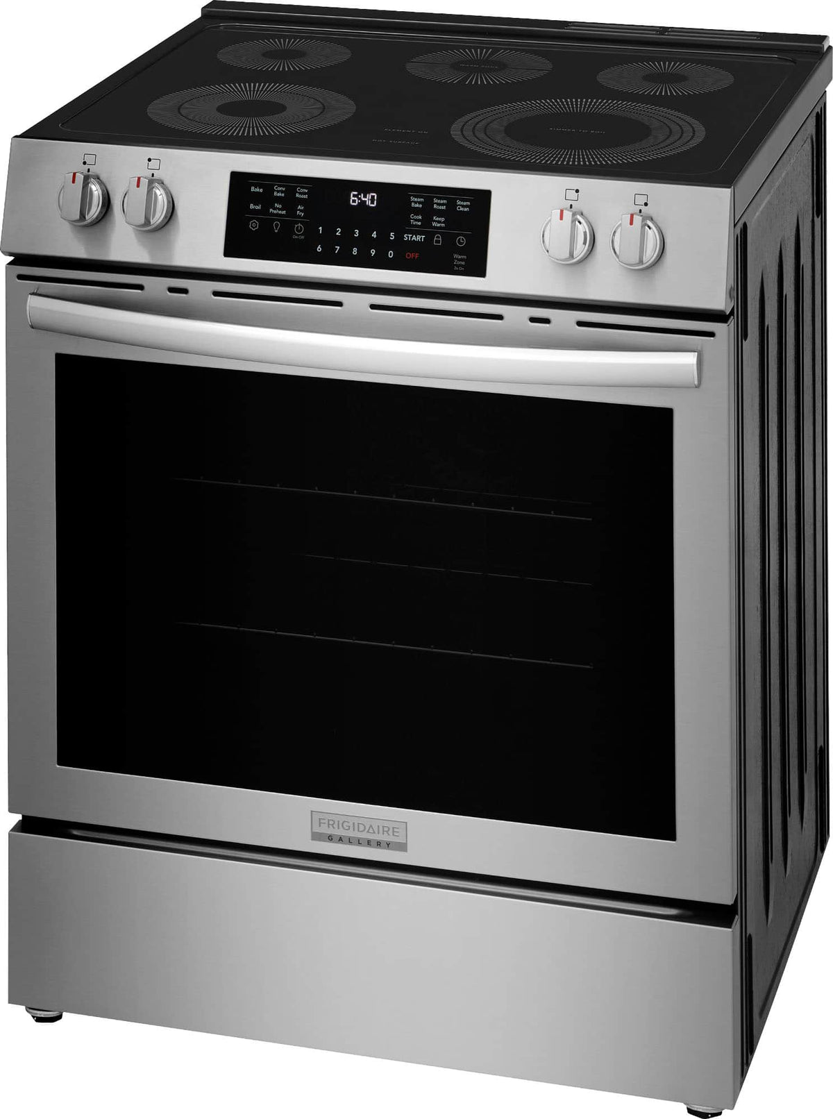 Frigidaire - Gallery 30 in. Wide 5 elements 5.3 Cu. Ft. Slide-In Electric Total Convection Range with Air Fry and Steam Clean - Stainless Steel