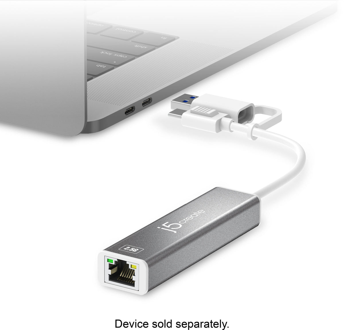 j5create - USB-C® to 2.5 Gigabit Ethernet Adapter, with 3.93" cable - Space Gray