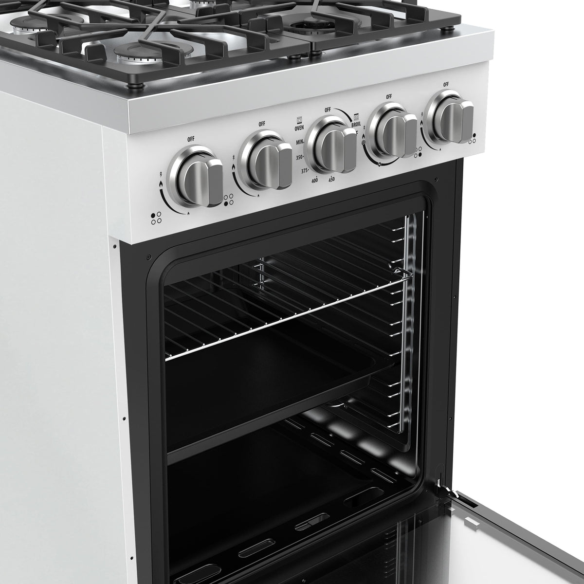 Unique Appliances - Off-Grid 24 in. 4-Burner Waist High Broiler Propane Range in White - White