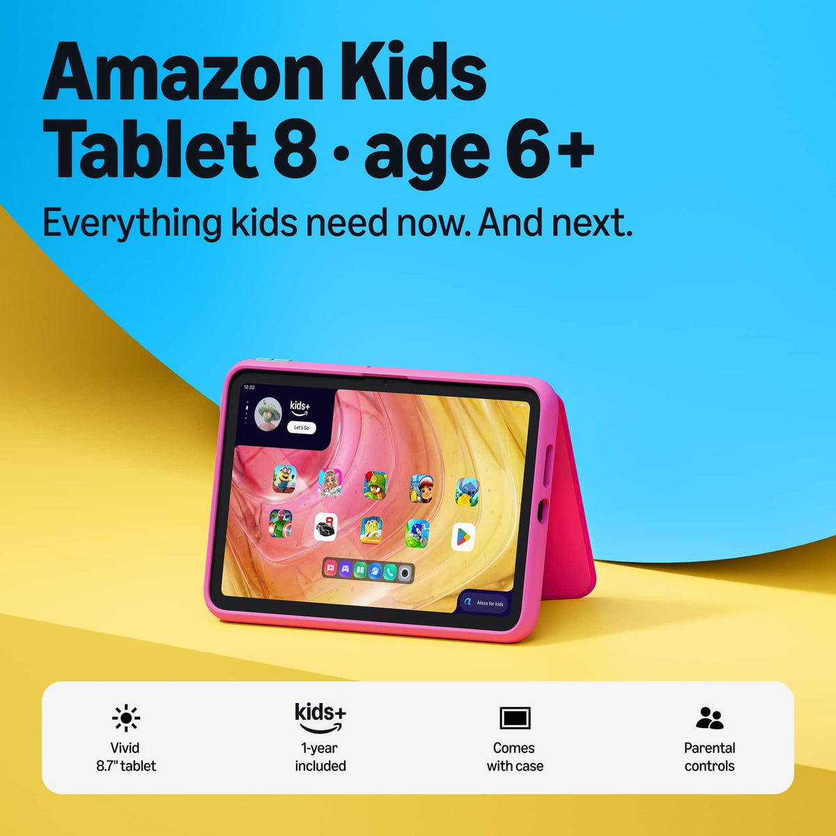 Amazon - Kids Tablet 8 (all-new) ages 6+, 8.7" display, includes 1-year Kids+ content subscription, parental controls - Barbie Club 59
