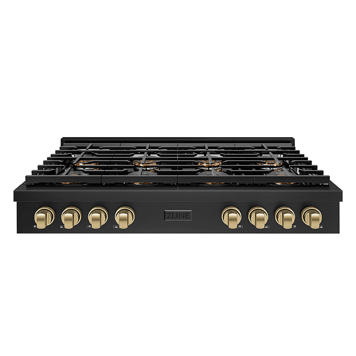 ZLINE - 48 in. Wide 8 Burner Autograph  Black StainlessParamount Rangetop with DuoPro Burners and Bronze Accents (PSRTBZ-48-CB) - Black Stainless Steel
