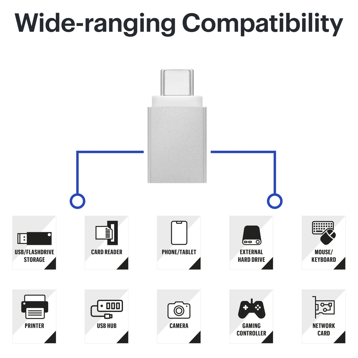 Best Buy essentials™ - Female USB to Male USB-C Adapter (2-Pack) - Silver