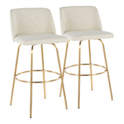Toriano - Contemporary Fixed Height Barstool Swivel With Round Footrest (Set of 2) - Cream