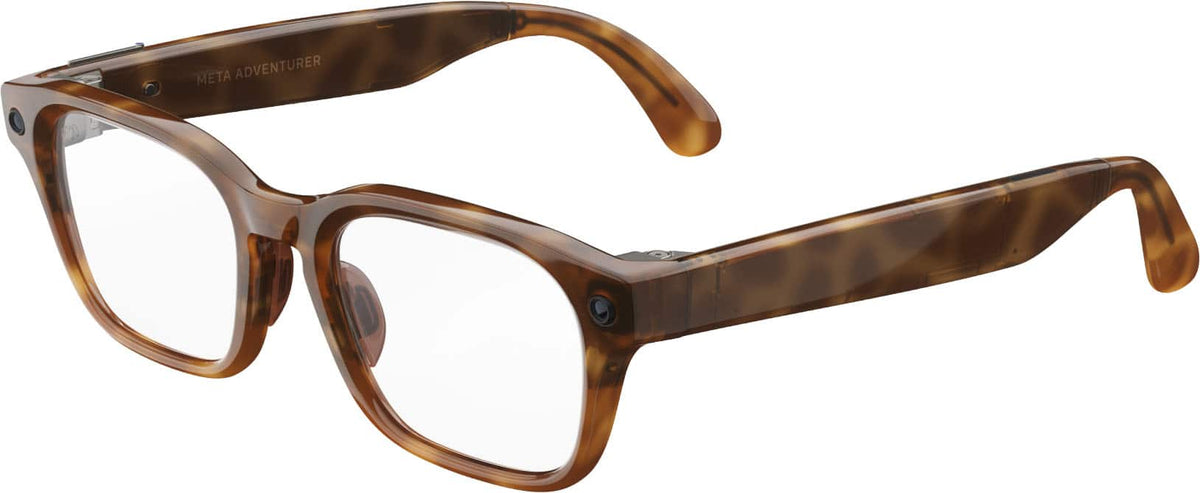 Meta - Adventurer- AI Glasses -Smart Features like 12MP Camera, Live Translate - 8+ Hour Battery- Range of Sizes - Clear Lenses - Classic Tortoise