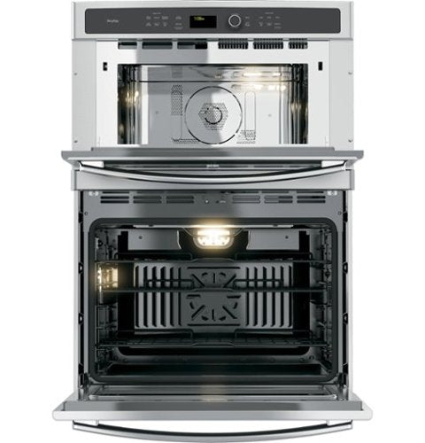 GE Profile - 30" Built-In Single Electric Convection Wall Oven with Built-In Microwave - Stainless Steel