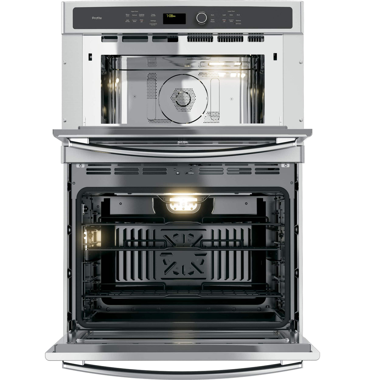 GE Profile - 30" Built-In Single Electric Convection Wall Oven with Built-In Microwave - Stainless Steel