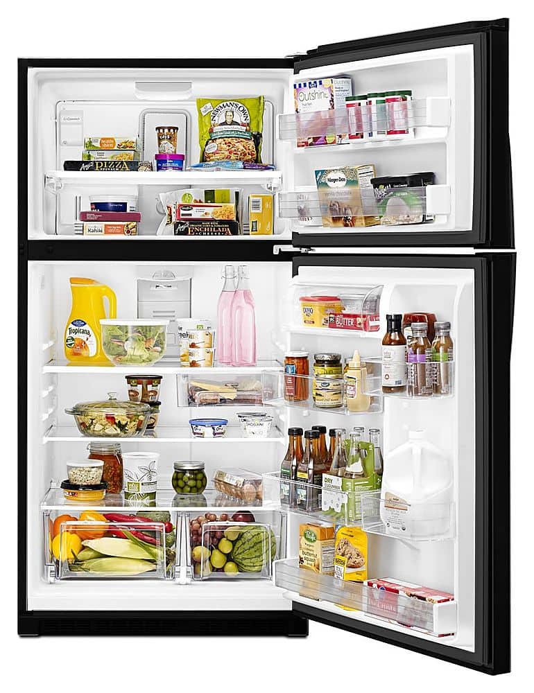 Whirlpool - 33 in. Wide 21.3 cu. ft. Top-Freezer Refrigerator - Black