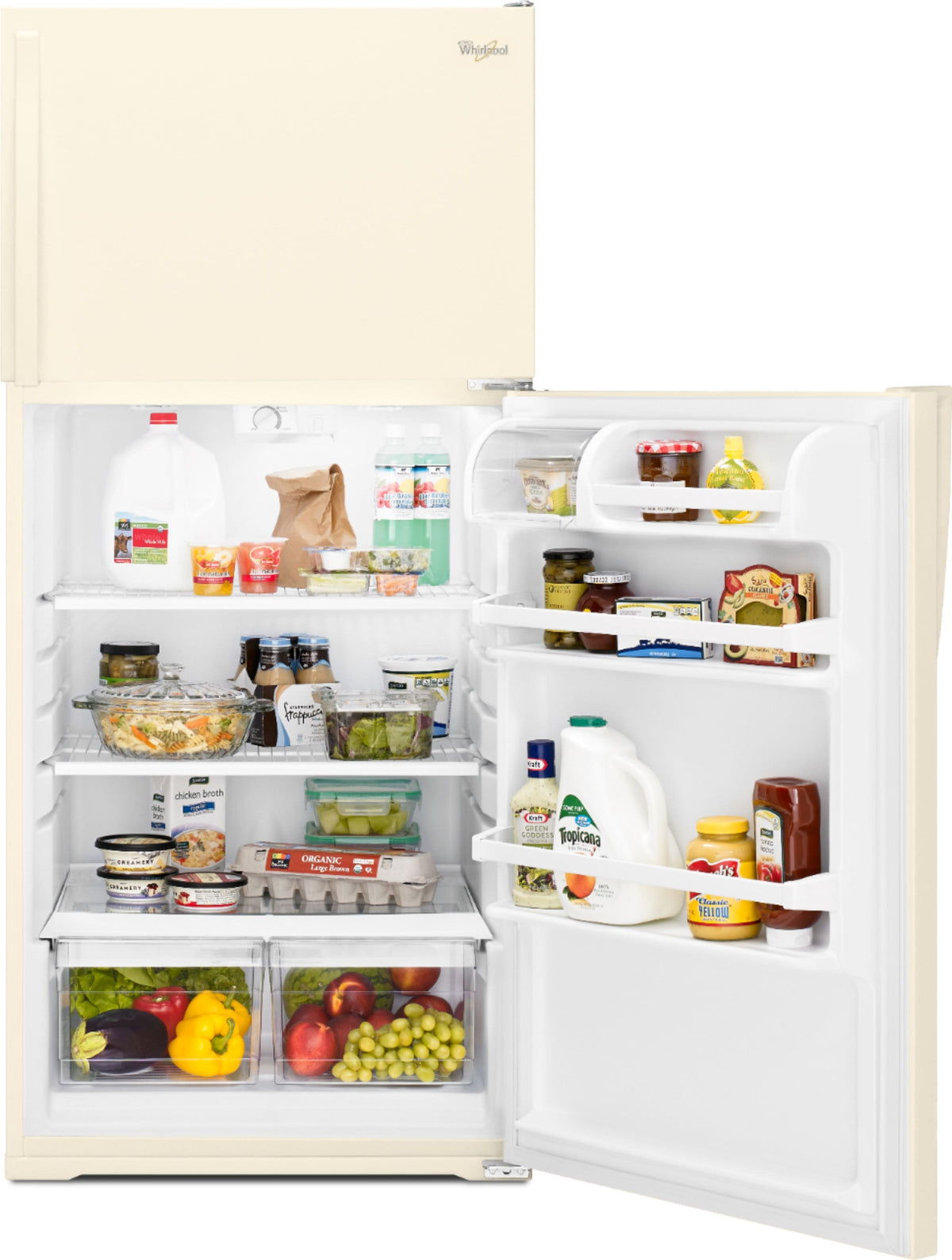 Whirlpool - 28 in. Wide 14.3 cu. ft. Top-Freezer Refrigerator - Biscuit