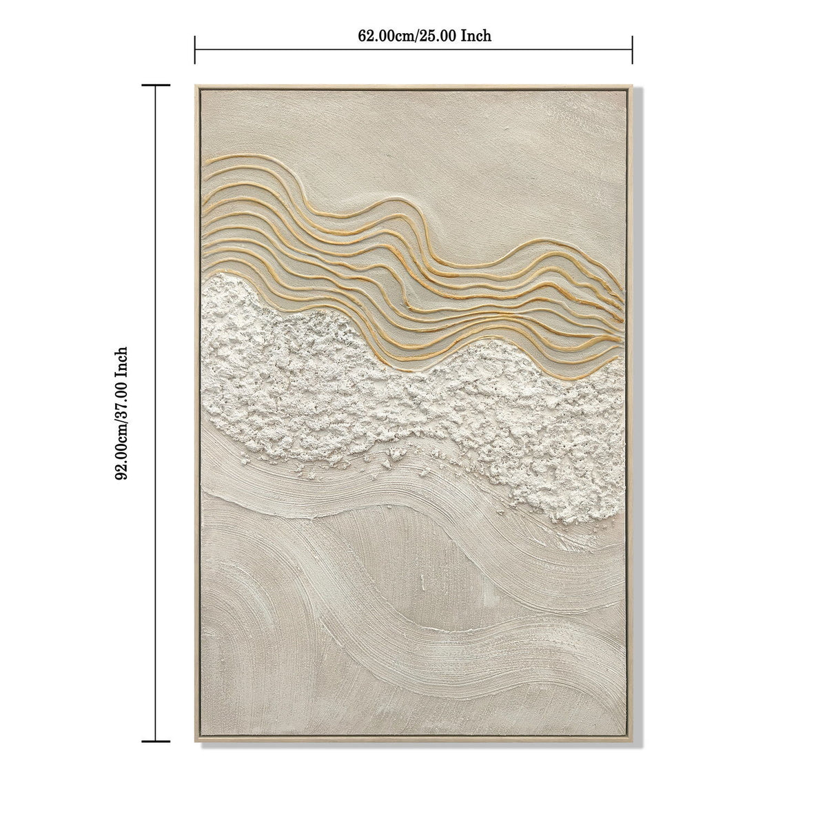 Arte de pared enmarcado, pintura en lienzo texturizado con detalles, decoración para sala de estar (juego de 2) - Blanco antiguo