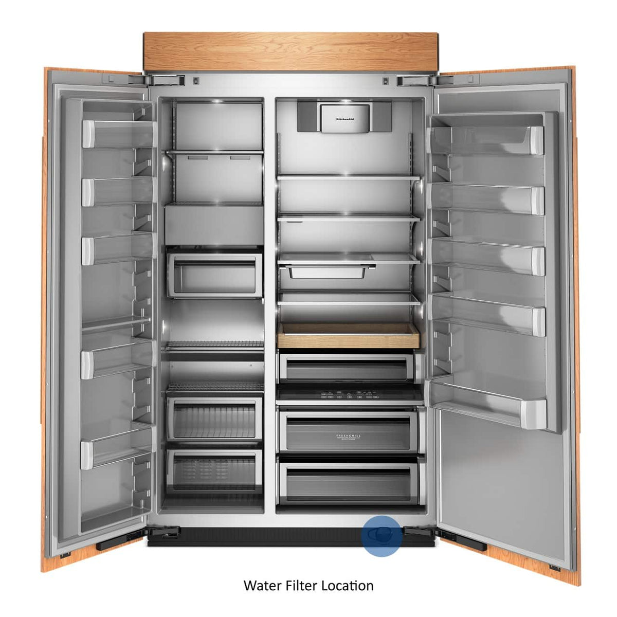 KitchenAid - 48" wide 30 cu. ft. Built-In Panel-Ready (not included) Side-by-Side Refrigerator with Platinum Interior - Custom Panel Ready