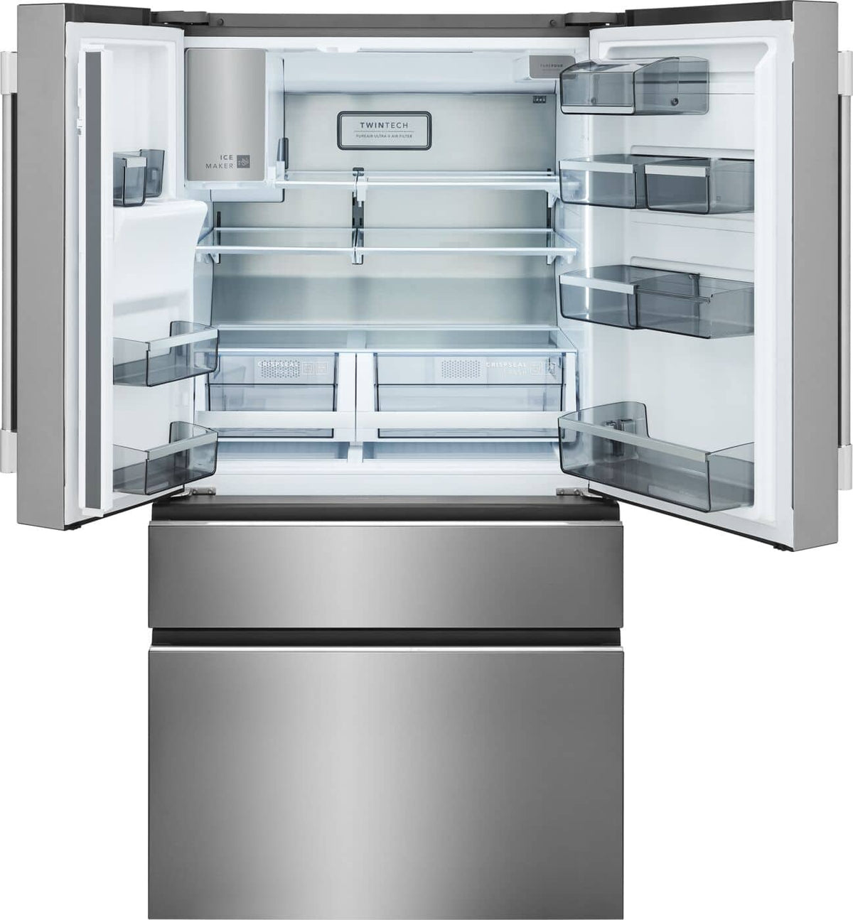 Frigidaire - Professional 36 in. Wide 26 Cu. Ft. Standard-Depth 4-Door French Door Refrigerator with Custom-Flex Temp Drawer - Stainless Steel