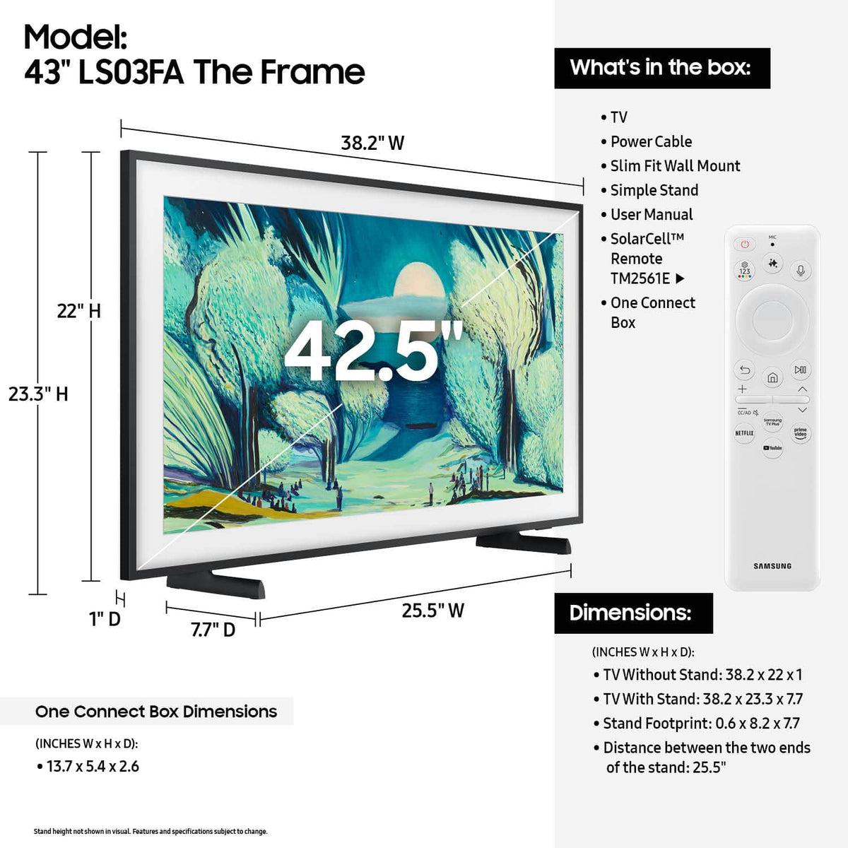 Samsung - 43” Class LS03FA The Frame Series QLED 4K UHD Art Mode SamsungVision AI Smart TV w/ Wall Mount (2025)