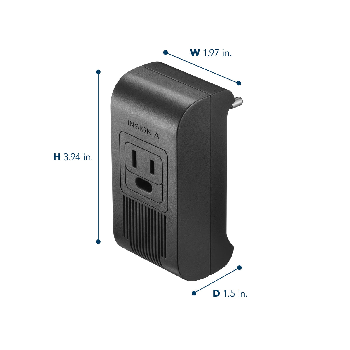 Insignia™ - 2,000W Travel Converter and Plug Adapters - Black