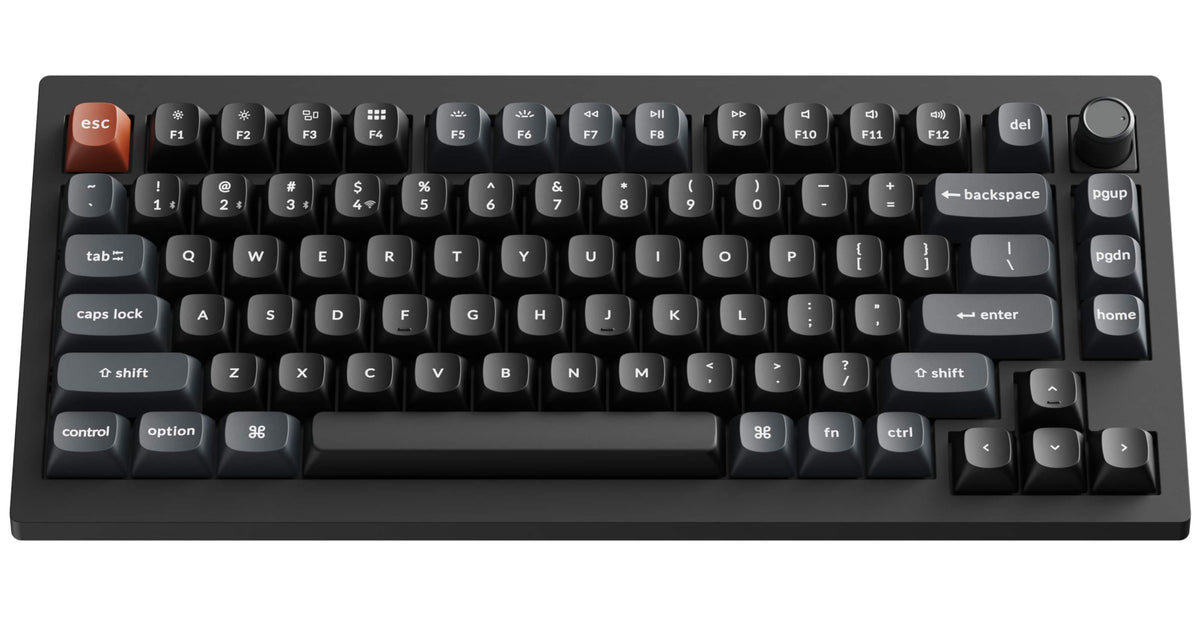 Keychron - V1 Ultra 8k 75% Custom Red Switch Mechanical Gaming Keyboard with Programmable ZMK Launcher Software - Black