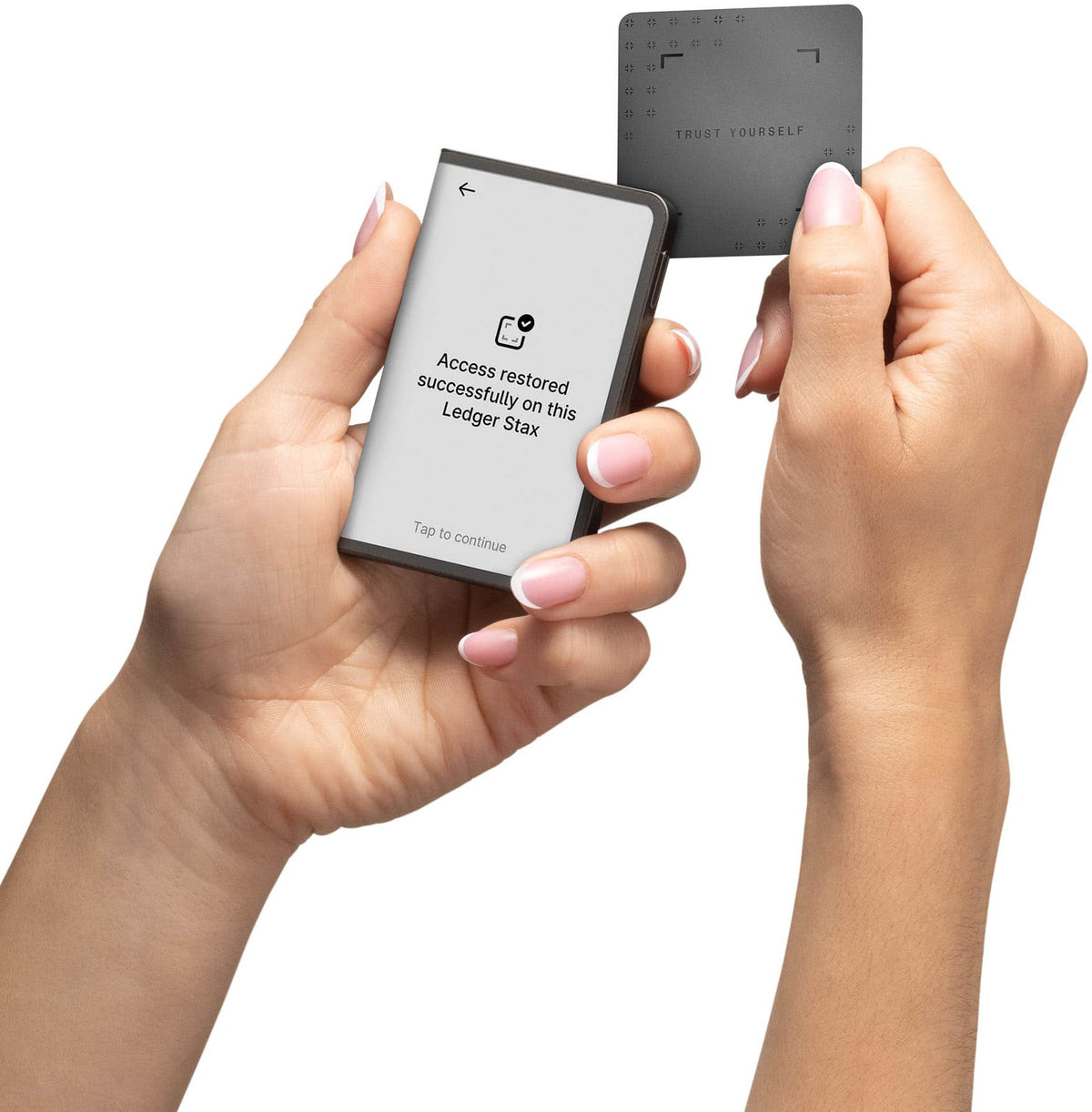 Ledger - Stax Crypto Hardware Wallet with Folio and Recovery Key - Curved E Ink Touch Screen - Bluetooth - Dark Gray