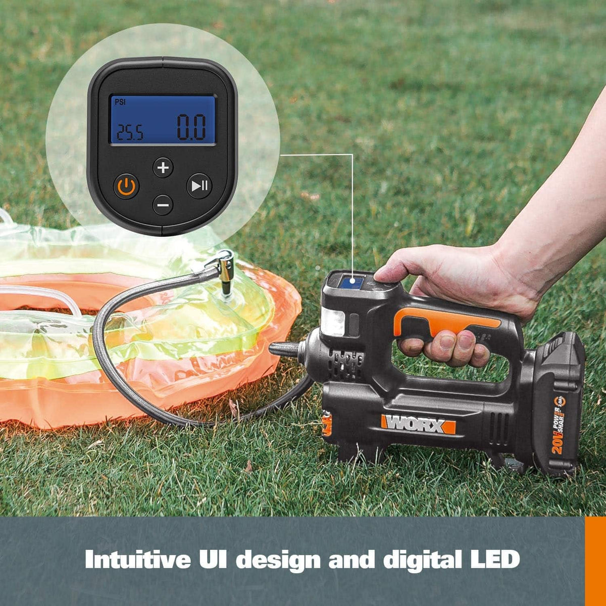 WORX - 20V MAX Cordless Multi-Function Air Pump Inflator (1 x 2.0aH Battery and 1 x Charger Included) - Black
