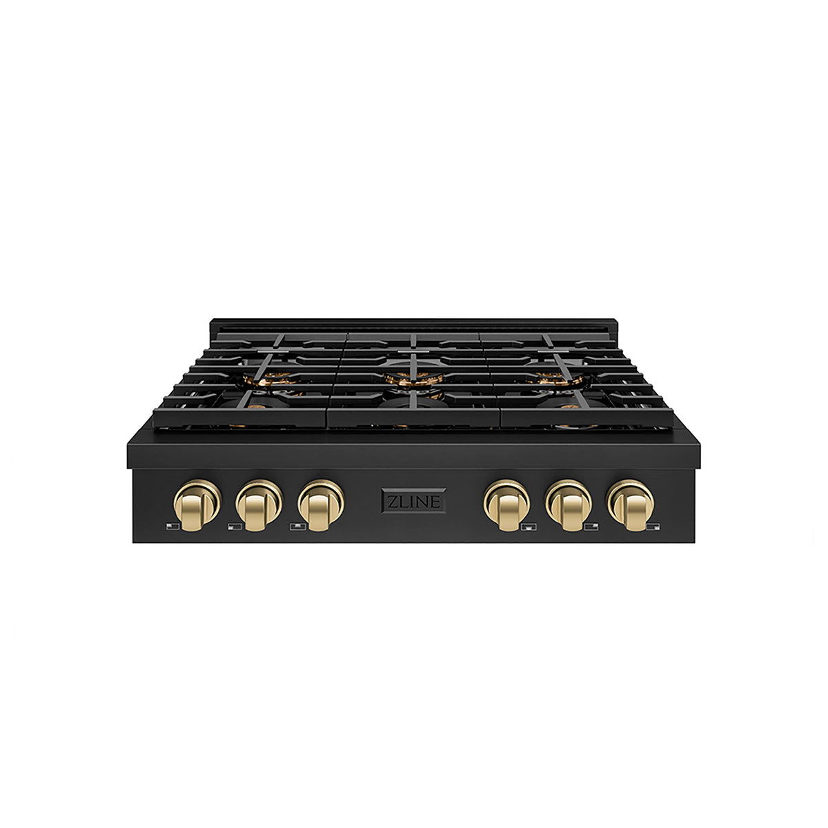 ZLINE - 36 in. Wide 6 Burner Autograph Black StainlessParamount Rangetop with with Bronze Accents (PSRTBZ-36-CB) - Black Stainless Steel