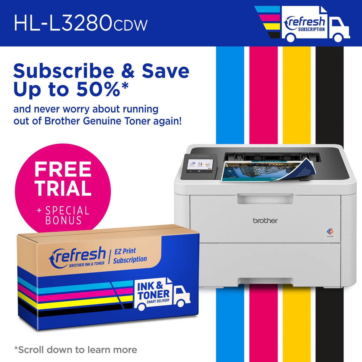 Brother - HL-L3280CDW Wireless Digital Color Printer with Laser Quality Output , Great for Home Offices - White