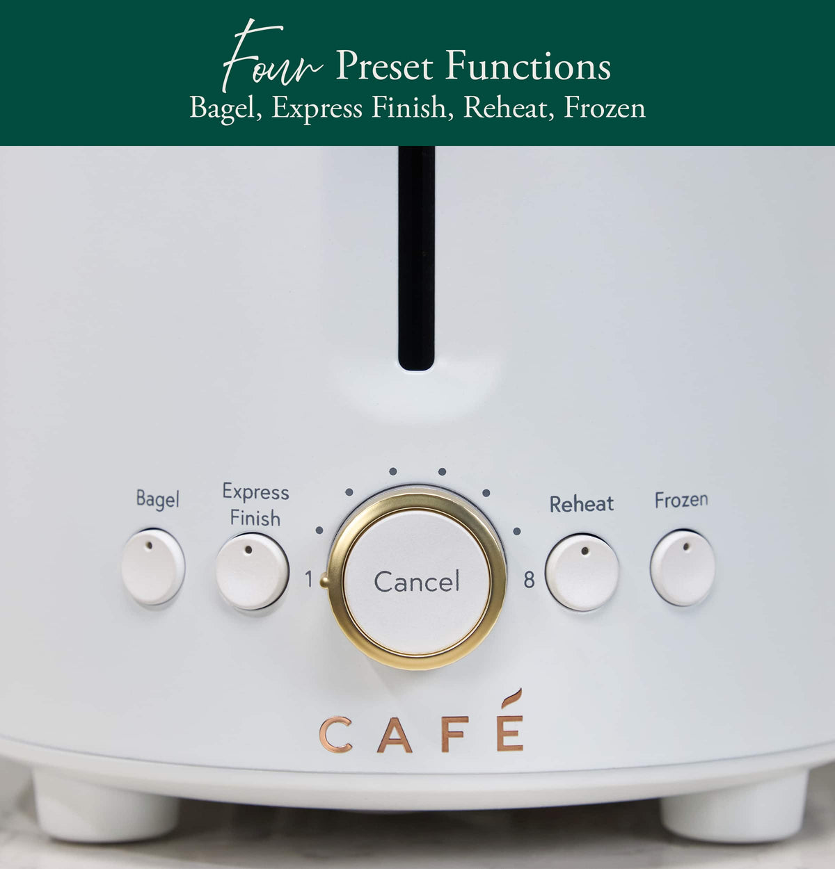 Café - Express Finish 2-Slice Toaster with Extra Wide Slots and 4 Preset Toasting Functions - Matte White