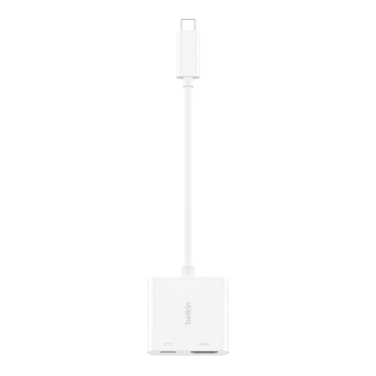 Belkin - USB-C to HDMI Adapter + USB-C Charging Port, 4K UHD Video, 60W Passthrough Power - White