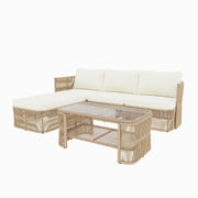 Sofá de Conversación Modular para Exteriores con Cojines y Mesa de Centro - Beige