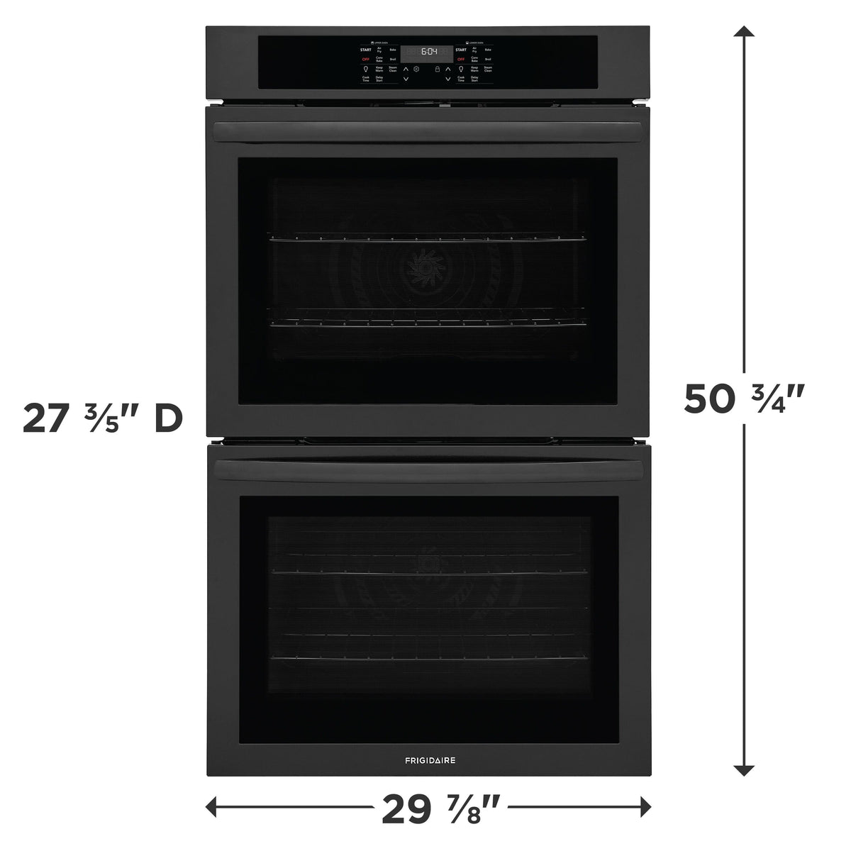 Frigidaire - 30" Built-In Double Wall Oven with Convection Bake and Air Fry - Black